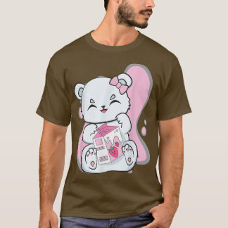 Polar Bear Boba Strawberry Mjölk Tea Cute Anime Ka T Shirt