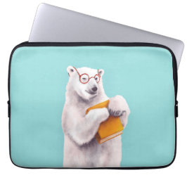 Polar Bear Bok Älskare Nerdy Laptop Fodral