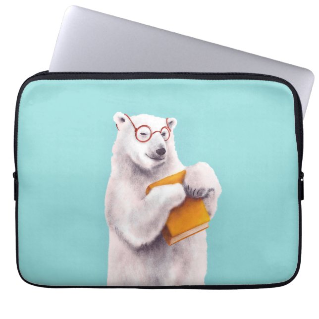 Polar Bear Bok Älskare Nerdy Laptop Fodral (Framsidan)
