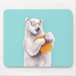 Polar Bear Bok Älskare Nerdy Musmatta