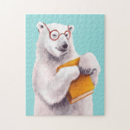 Polar Bear Bok Älskare Nerdy Pussel