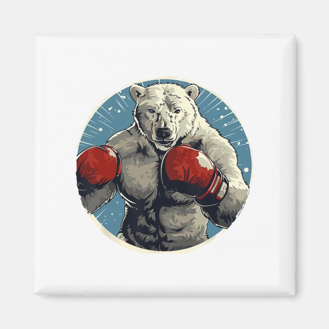 Polar Bear Boxer Fighter Boxing Magnet (Framsidan)
