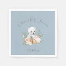 Polar Bear Boy Blue Shower Napkins
