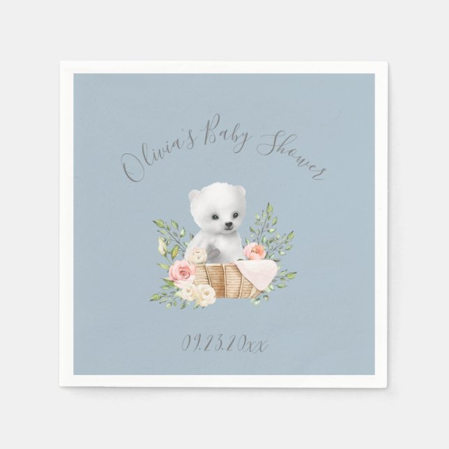 Polar Bear Boy Blue Shower Napkins Pappersservett (Framsidan)