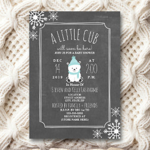 Polar Bear Boy Winter Baby Shower Ivationer Inbjudningar