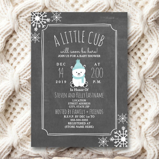 Polar Bear Boy Winter Baby Shower Ivationer Inbjudningar (Skapare uppladdad)