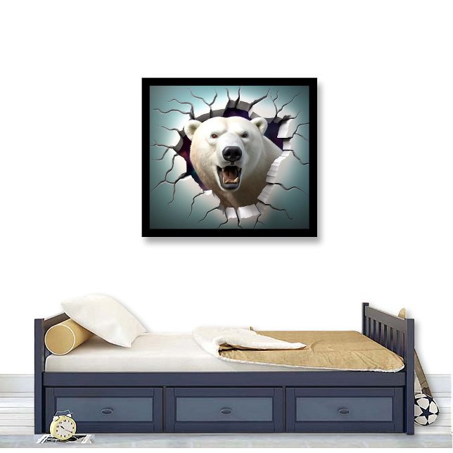 Polar Bear Breut Skriv ut Poster teckningsmaterial (Polar bear breaking out of a wall)