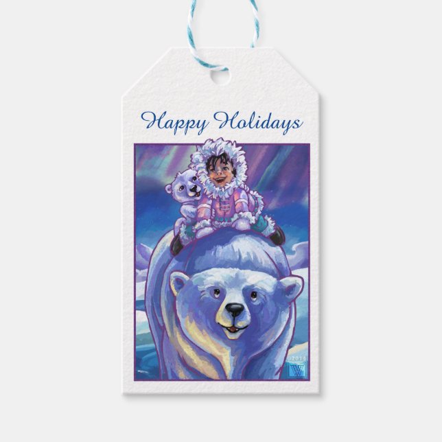 Polar Bear Buss Art Gift-Märkre Presentetikett (Framsidan)