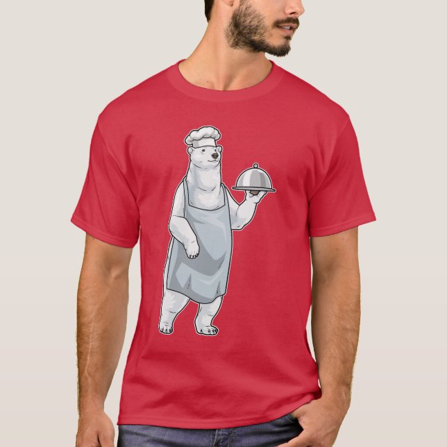 Polar bear Chef Serving plate Cook T Shirt (Framsida)