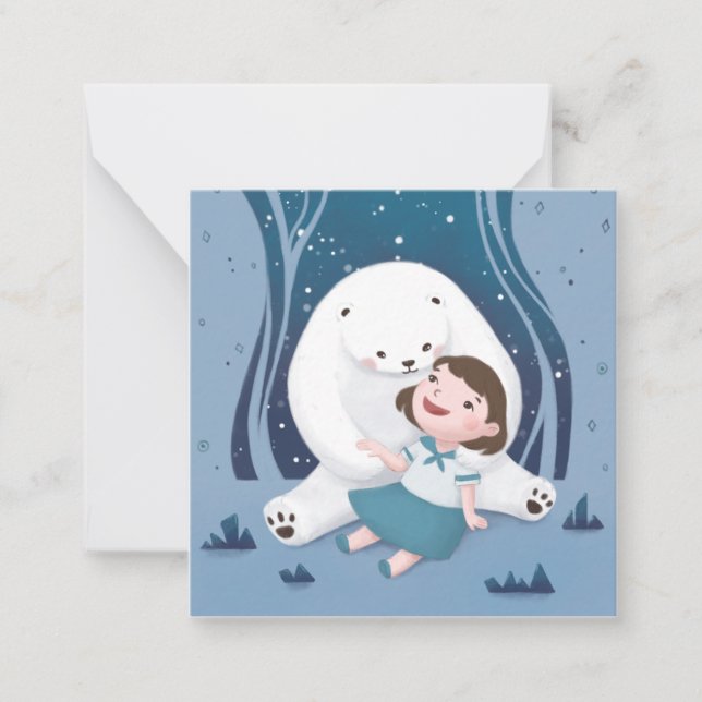 Polar Bear & Child Illustration Anteckningskort (Framsida)
