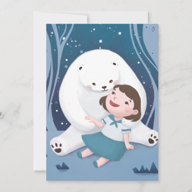 Polar Bear & Child Illustration Inbjudningar (Framsida)