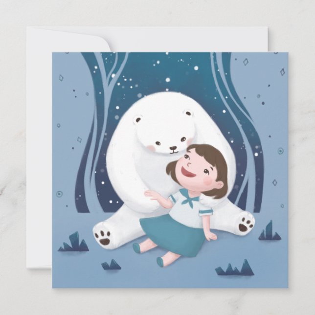 Polar Bear & Child Illustration Julkort (Framsida)