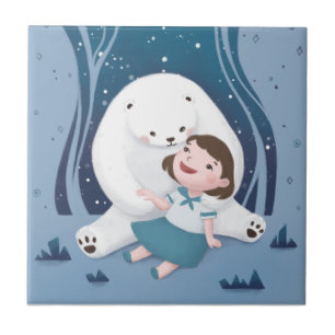 Polar Bear & Child Illustration Kakelplatta