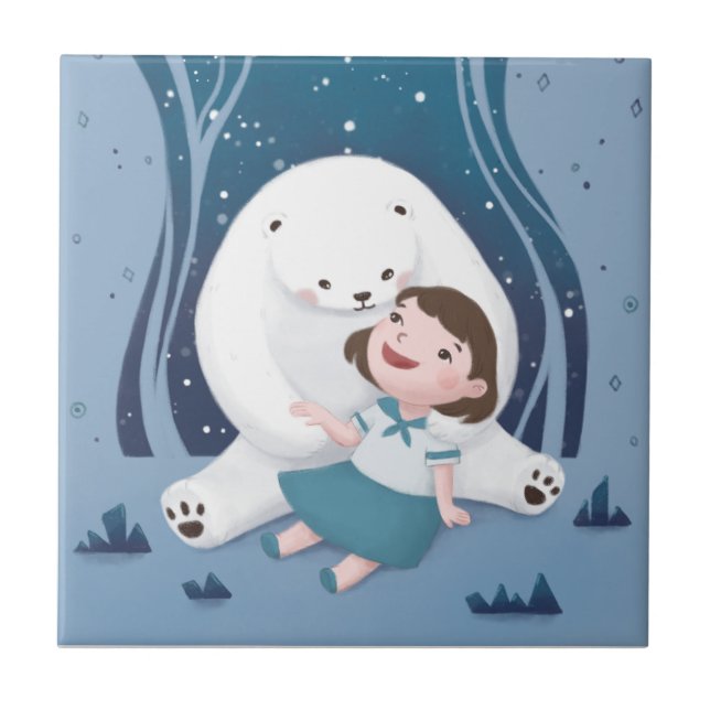 Polar Bear & Child Illustration Kakelplatta (Framsidan)