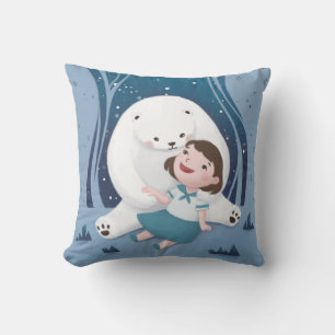 Polar Bear & Child Illustration Kudde