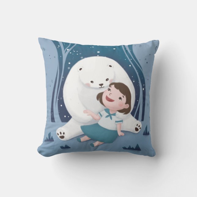 Polar Bear & Child Illustration Kudde (Framsida)