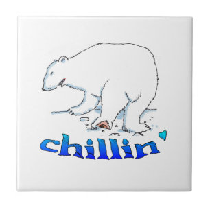 Polar Bear Chill, liten keramisk platta Kakelplatta