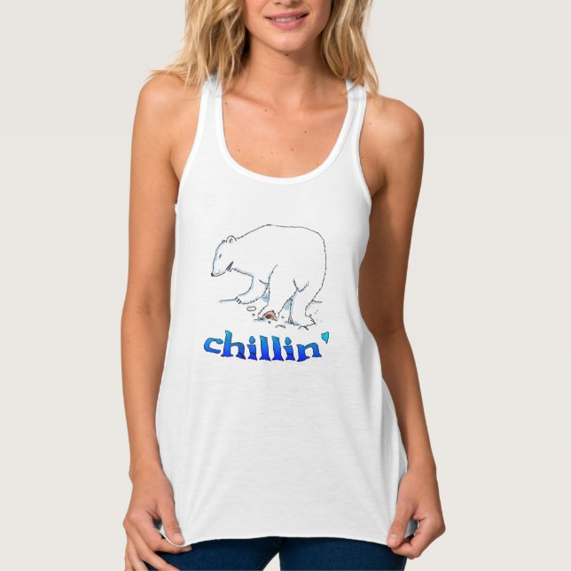 Polar Bear Chillin-tanktopet Linne Med Racerback (Framsida)