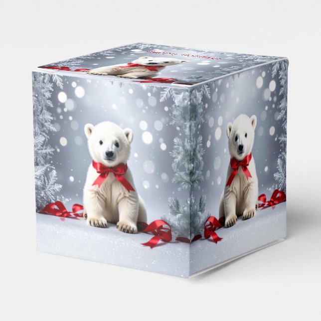 Polar Bear Christmas Holiday Favor Box Presentaskar (Framsidan Sidan)