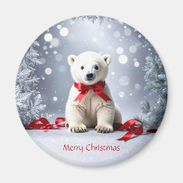 Polar Bear Christmas Holiday Magnet