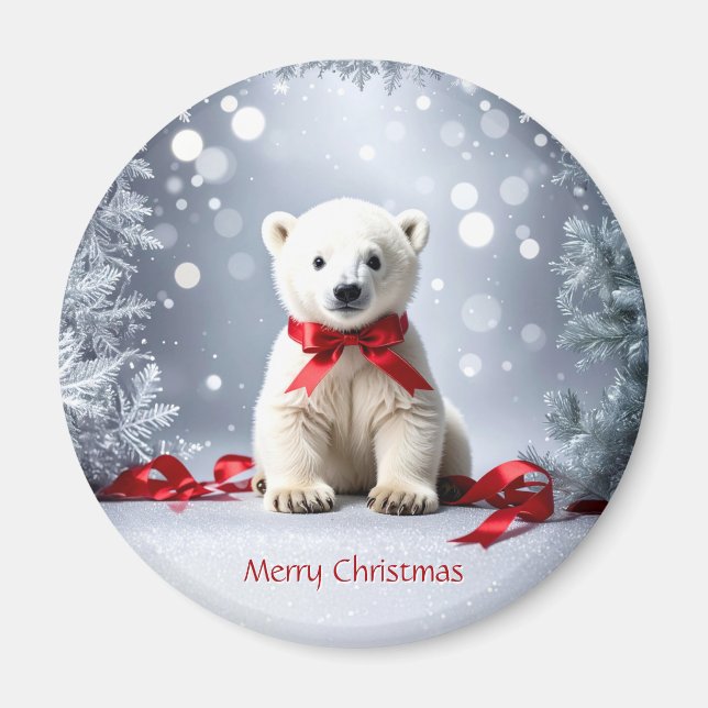 Polar Bear Christmas Holiday Magnet (Framsidan)