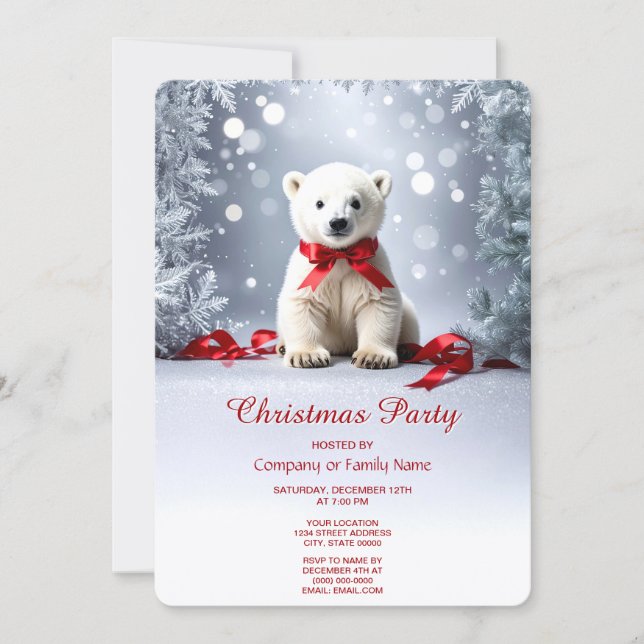 Polar Bear Christmas Holiday Party Invitation Inbjudningar (Framsida)