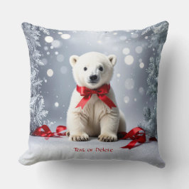 Polar Bear Christmas Holiday Throw Pillow Kudde