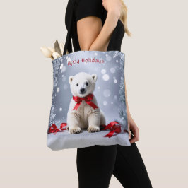 Polar Bear Christmas Holiday Tote Bag Tygkasse