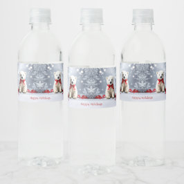 Polar Bear Christmas Holiday Water Bottle Label Vattenflaskor Etikett