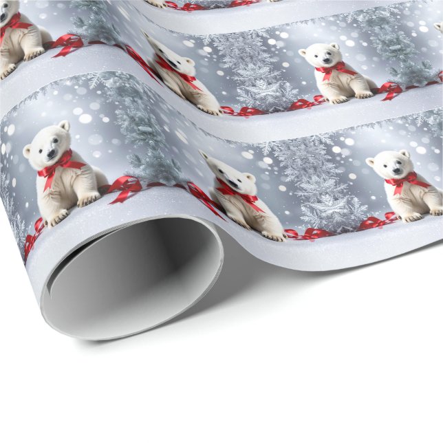 Polar Bear Christmas Holiday Wrapping Paper Presentpapper (Rullad Hörn)