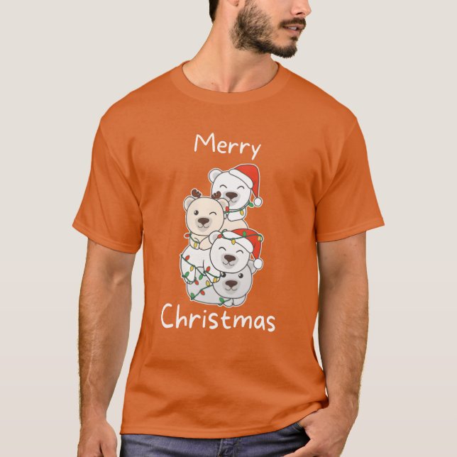 Polar Bear Christmasree-Polarna Bears frie T Shirt (Framsida)