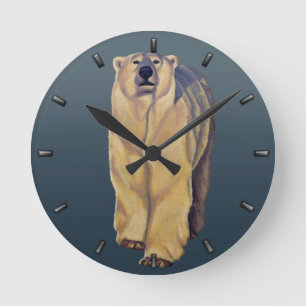 Polar Bear Clock Bear Art Wall Clocks Bear Decor Rund Klocka