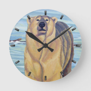 Polar Bear Clock Bear Art Wall Clocks Bear Decor Rund Klocka