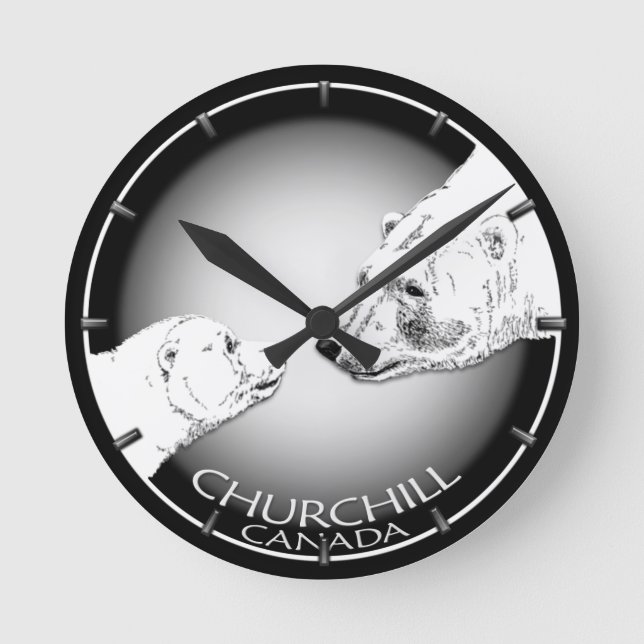 Polar Bear Clock Churchill Kanada Bear Wall Clock Rund Klocka (Framsida)