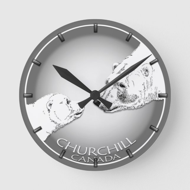 Polar Bear Clock Churchill Kanada Bear Wall Clock Rund Klocka (Framsida)