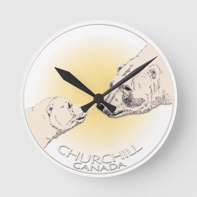 Polar Bear Clock Churchill Kanada Bear Wall Clock Rund Klocka (Framsida)