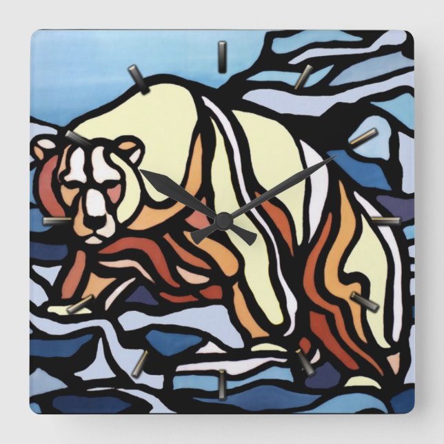 Polar Bear Clock Coola Bear Art Wall Clock Fyrkantig Klocka (Framsida)