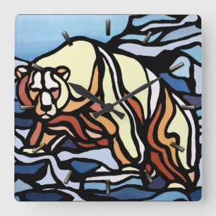 Polar Bear Clock Coola Bear Art Wall Clock Fyrkantig Klocka