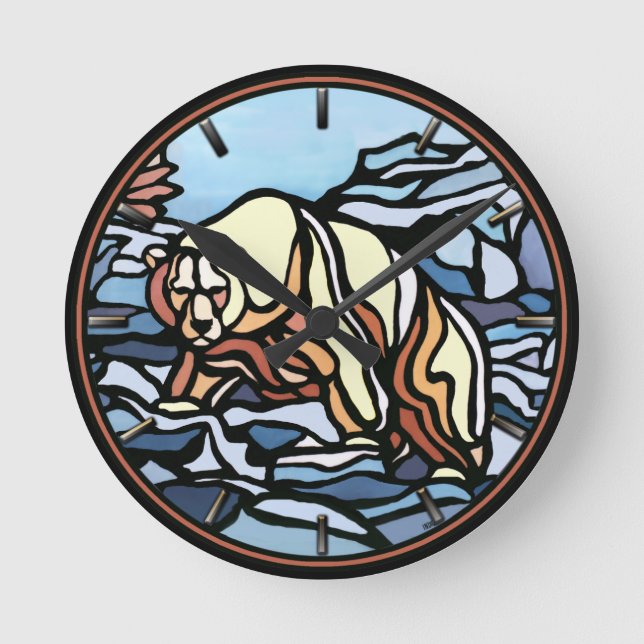 Polar Bear Clock Coola Bear Art Wall Clock Rund Klocka (Framsida)