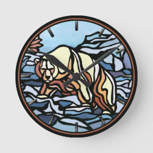 Polar Bear Clock Coola Bear Art Wall Clock Rund Klocka