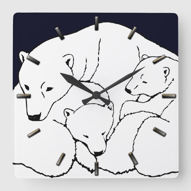 Polar Bear Clock Coola Unge Bear Art Wall Clock Fyrkantig Klocka (Framsida)