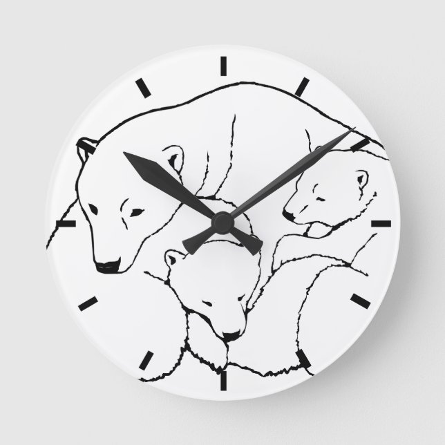 Polar Bear Clock Coola Unge Bear Art Wall Clock Rund Klocka (Framsida)