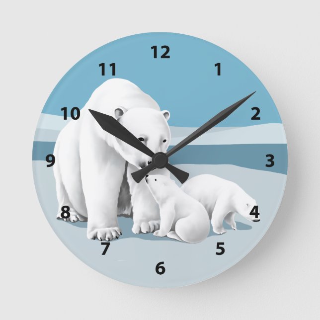 Polar Bear Clocks Rund Klocka (Framsida)