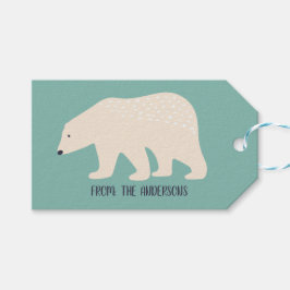 Polar Bear Coola Ivory och Mint Grönt Helgdag Presentetikett