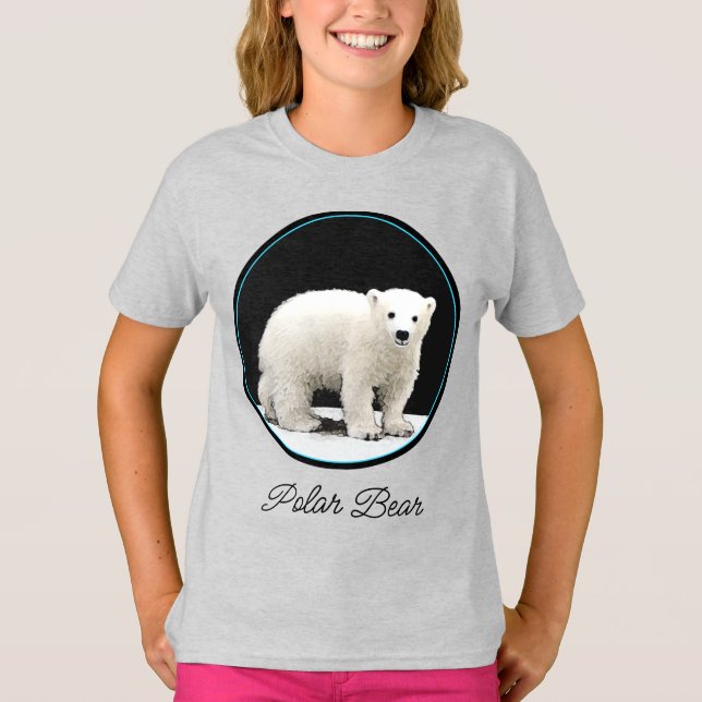 Polar Bear Cub Painting - Oiginal Wildlife Art T-S T Shirt (Framsida)