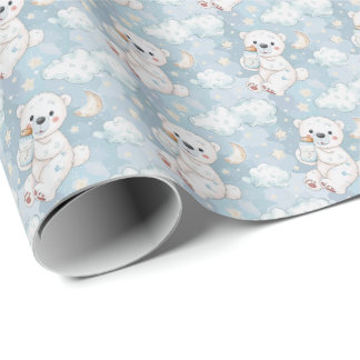 Polar Bear Cute Baby Pastel Watercolor Mönster Presentpapper