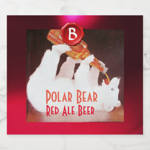 POLAR BEAR DRICKBEER Red Vax Seal Monogram Ölflaska Etikett