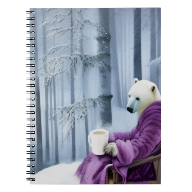Polar Bear Drinking Coffee Anteckningsbok (Framsidan)