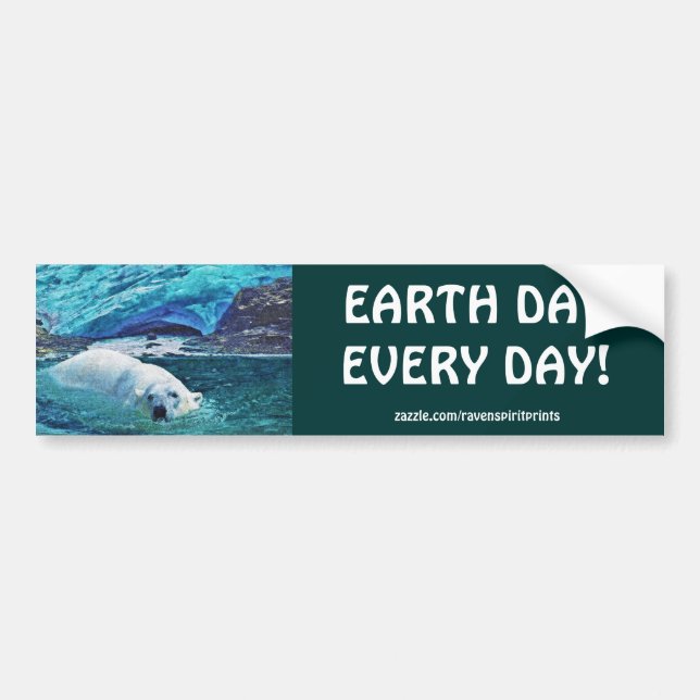 Polar Bear Earth Day Arctic Animal Bumper Stickers Bildekal (Framsidan)