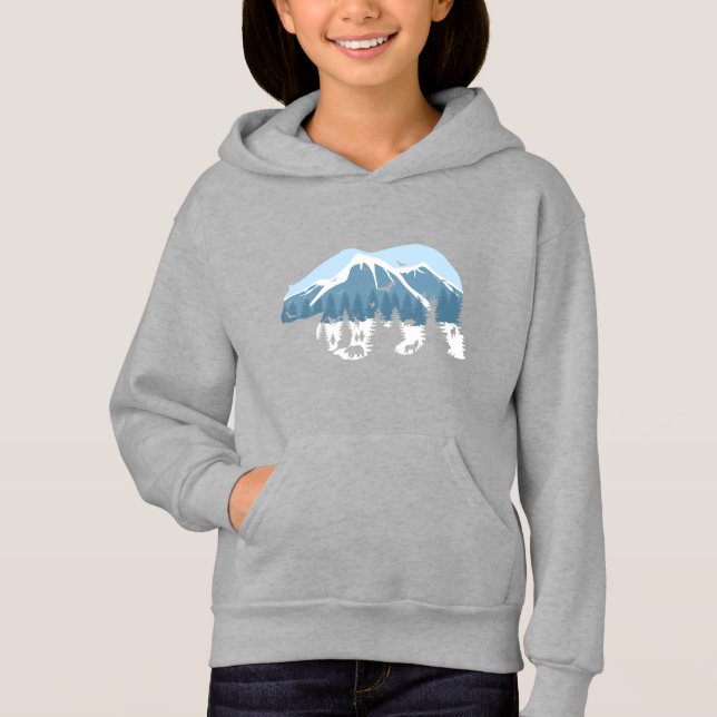 Polar Bear Eskimos Varg Nature Wildlife Hoodie T Shirt (Framsida)